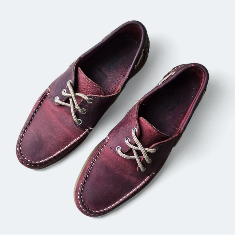 Allen Edmonds Harbour Boat Loafers Rustic Chilli Red